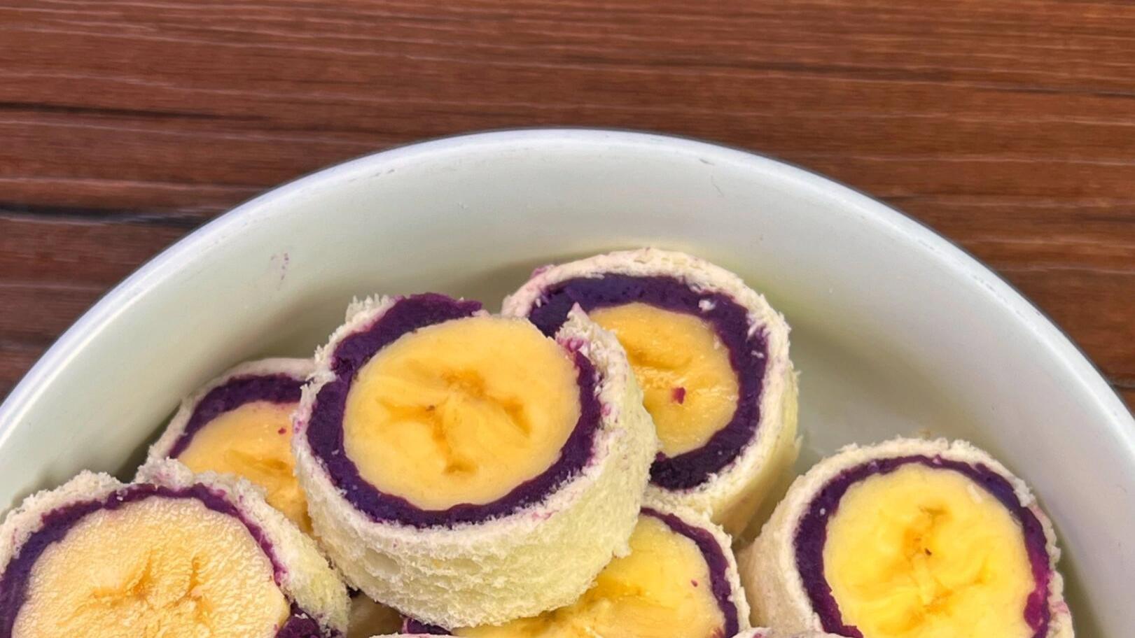 太好吃了，这个紫薯香蕉吐司卷！！分享给减脂的姐妹们～