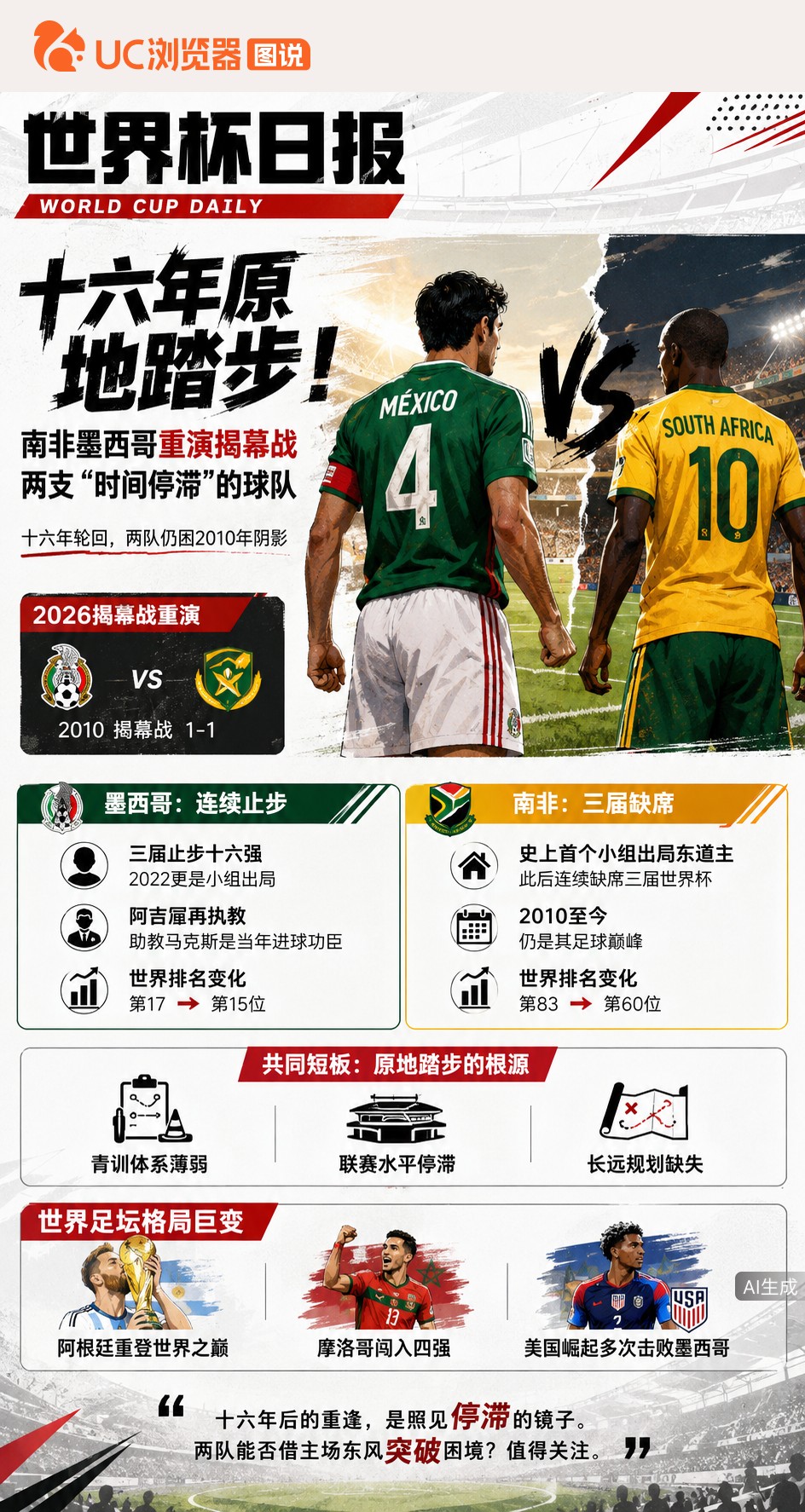 十六年原地踏步！南非墨西哥重演揭幕战，两支"时间停滞"的球队