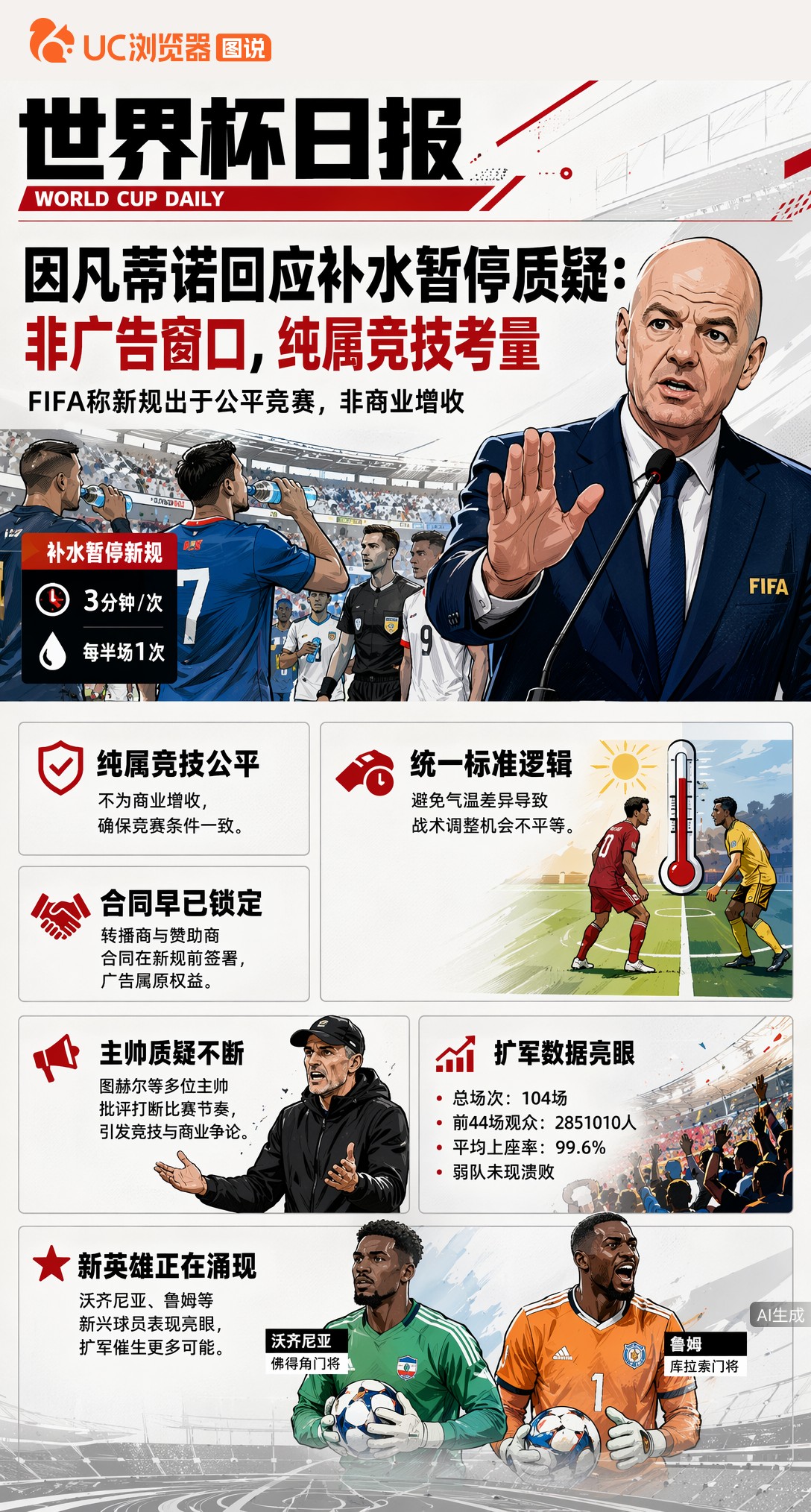 因凡蒂诺回应补水暂停质疑：非广告窗口，纯属竞技考量