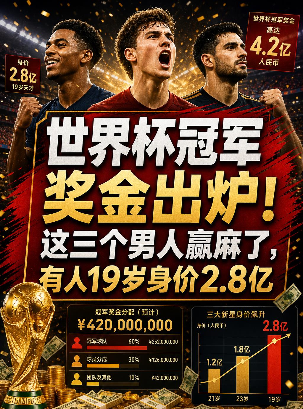 西班牙时隔16年再捧大力神杯，
但真正“赢麻了”的三个男人，赢的不只是那5000
