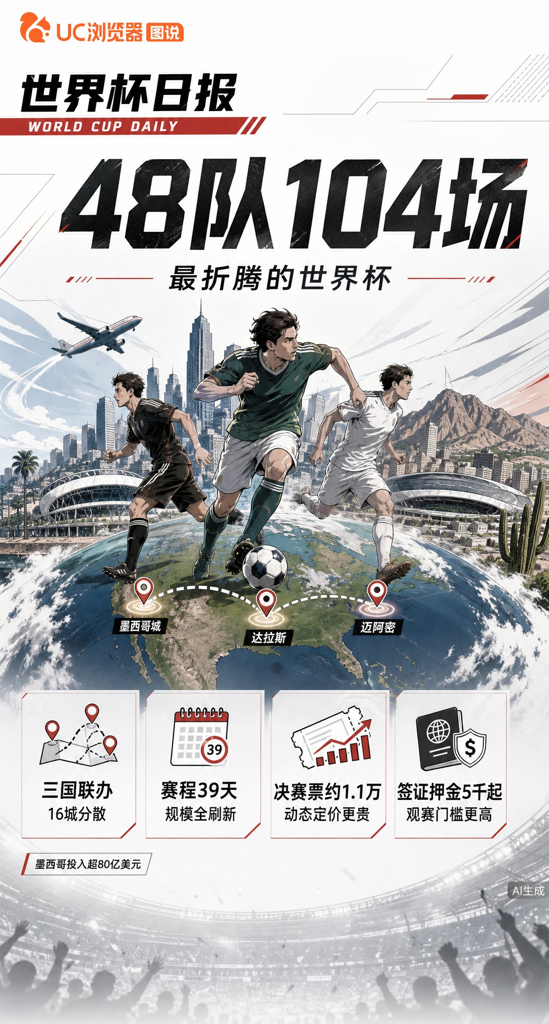 48队104场门票7.5万！2026美加墨世界杯凭啥最折腾