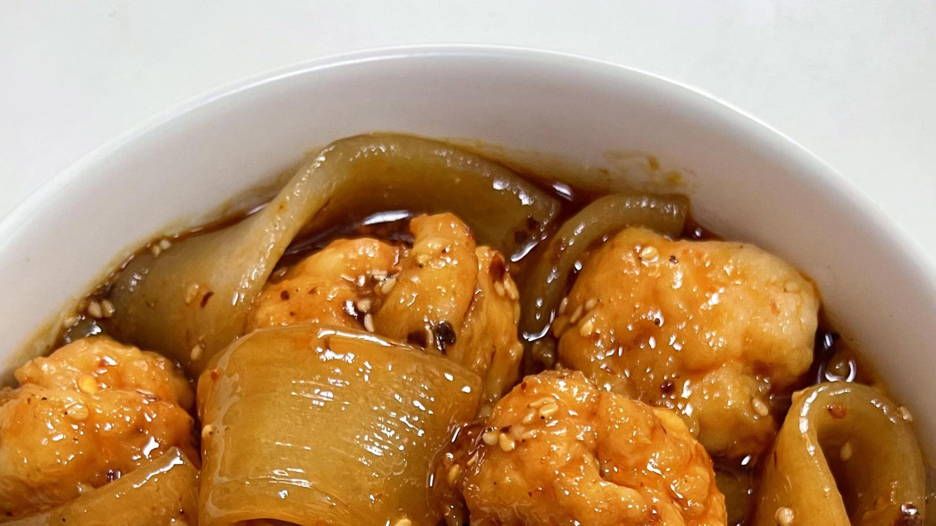 手把手教你十分钟复刻火锅店招牌——麻酱虾滑宽粉，Q弹爆汁，酱香浓郁！