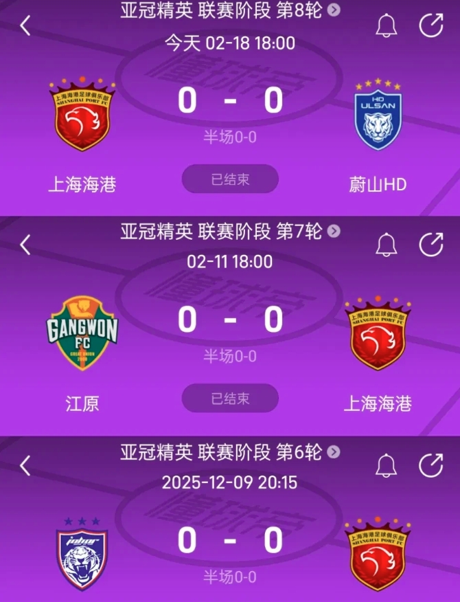 最后3轮亚冠，海港保持不败