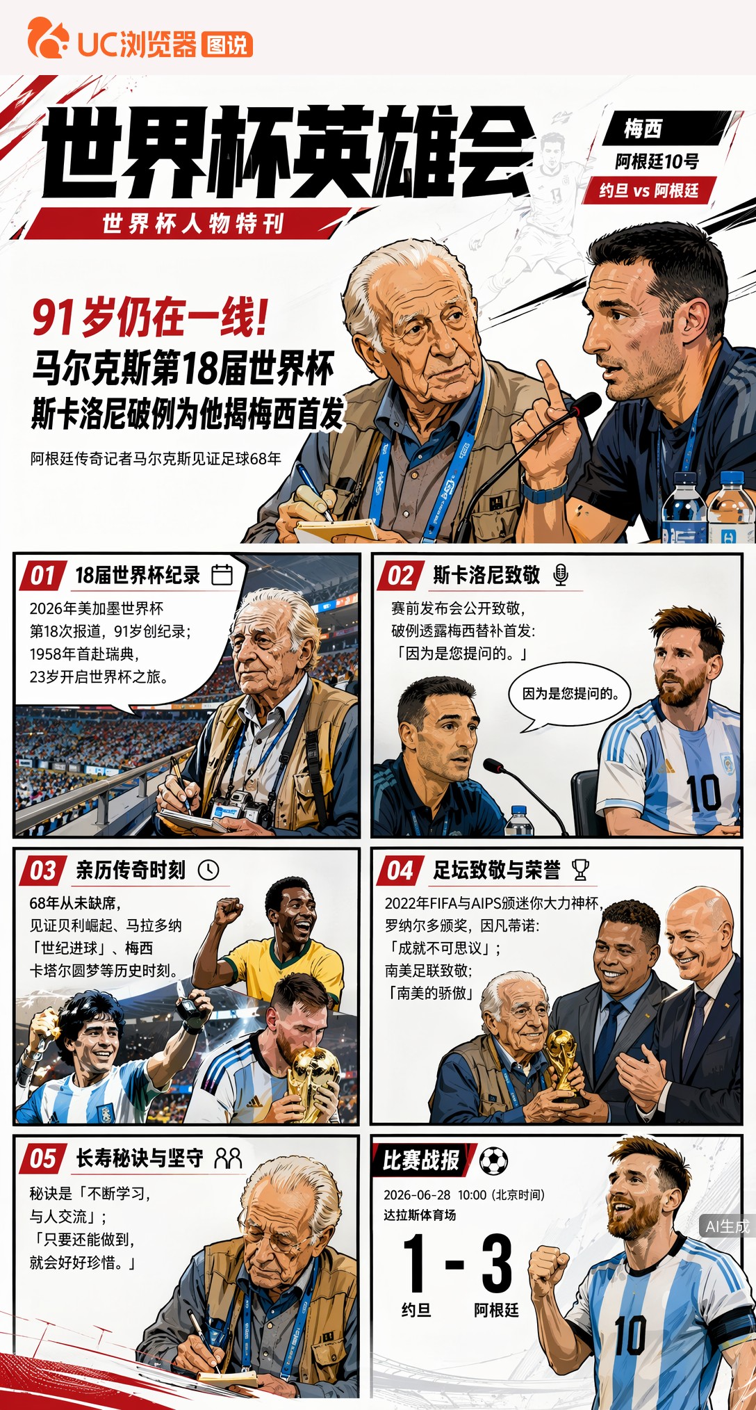 91岁仍在一线！马尔克斯第18届世界杯，斯卡洛尼破例为他揭梅西首发