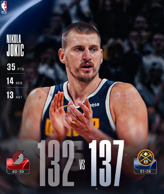 掘金3人组太夯了，掘金加时137-132逆转开拓者，豪取9连胜！反超湖人排名西部