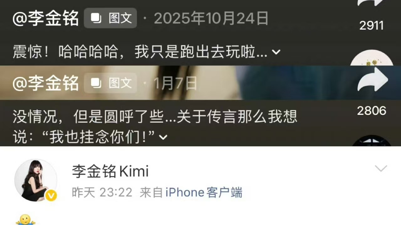 李金铭一个表情冲上热搜：消失十个月，她只想静静