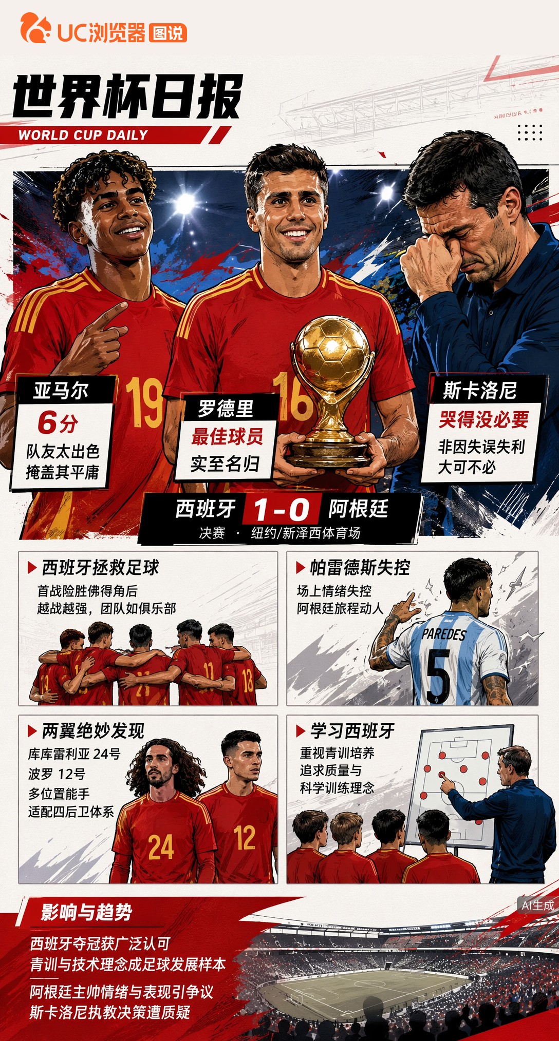 意大利名宿炮评西班牙夺冠：亚马尔只配6分，斯卡洛尼哭得没必要