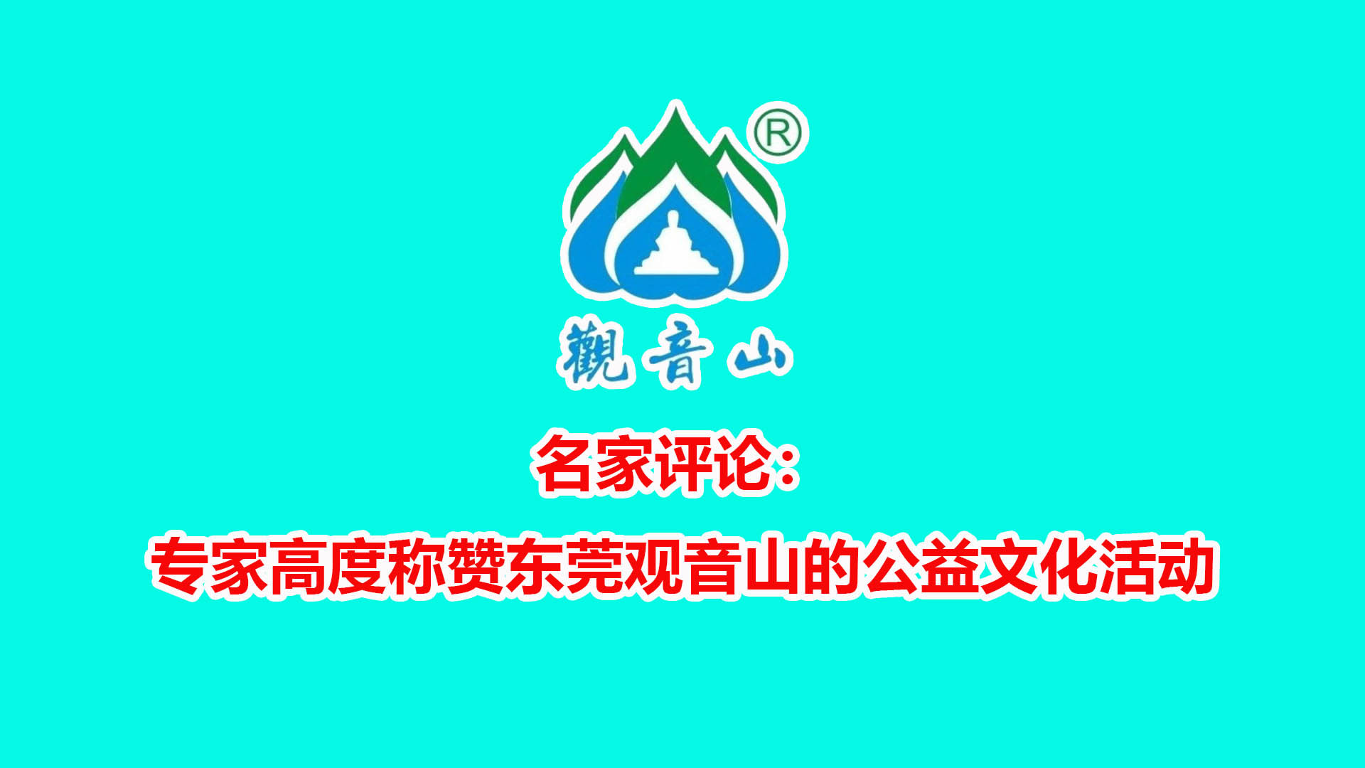 名家评论：专家高度称赞东莞观音山的公益文化活动
