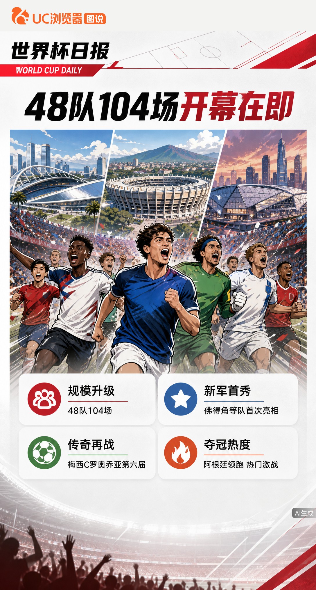 48队104场首次三国联办，2026美加墨世界杯开幕在即