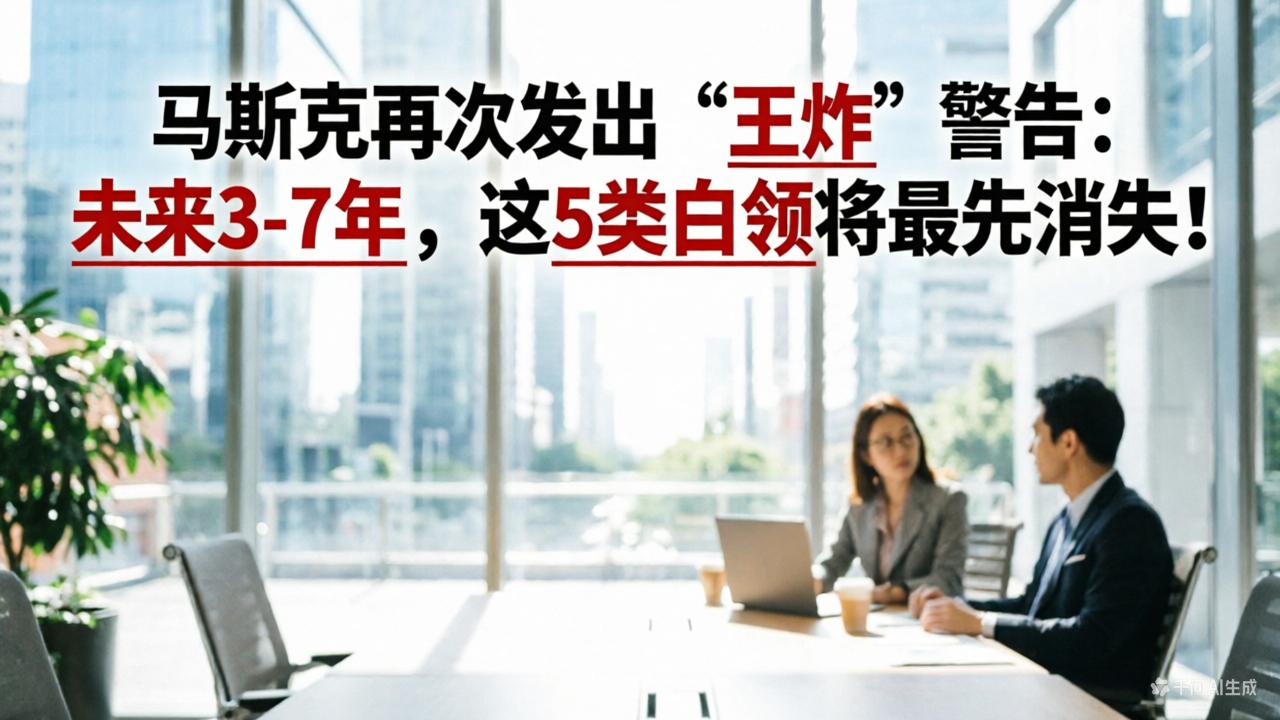 马斯克再次发出“王炸”警告：未来3-7年，这5类白领将最先消失！