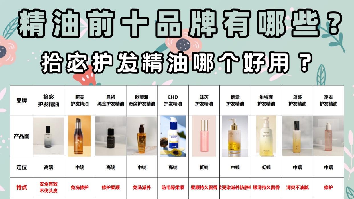 拾宓护发精油哪个好用？精油前十品牌有哪些？小白必看!
