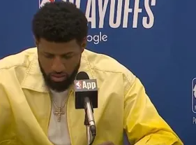 NBA季后赛，76人球员保罗-乔治接受媒体采访，谈及本场比赛尼克斯的表现保罗-乔