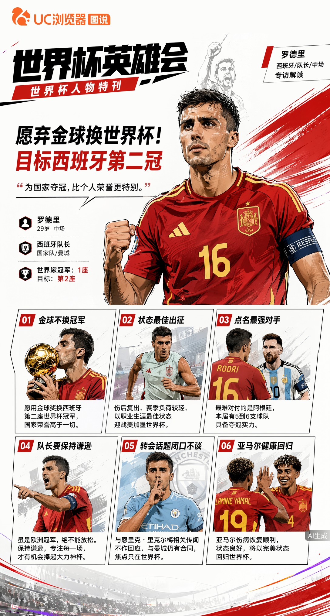 愿弃金球换西班牙第二座世界杯！罗德里：最难对付的是阿根廷