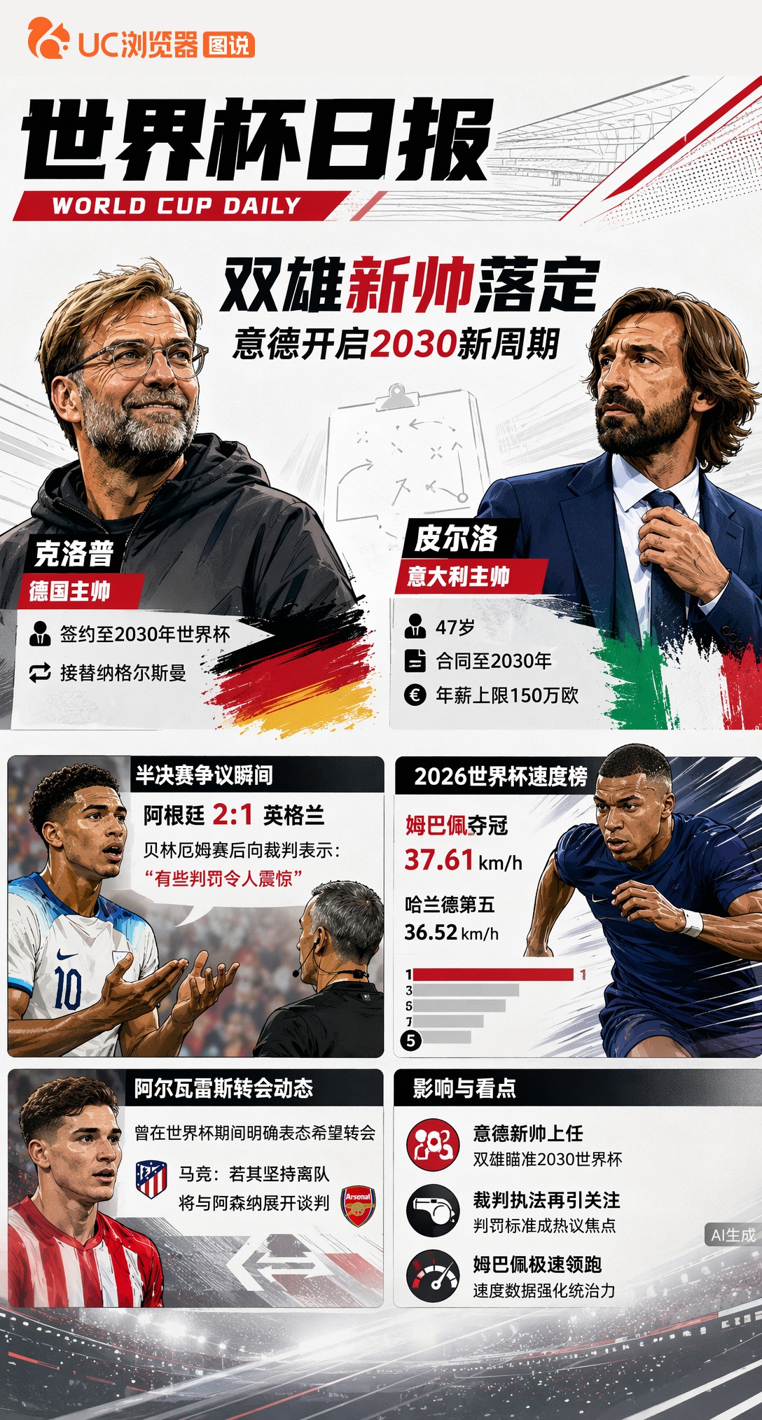 克洛普官宣执教德国，皮尔洛传将挂帅意大利，2030世界杯双雄归位