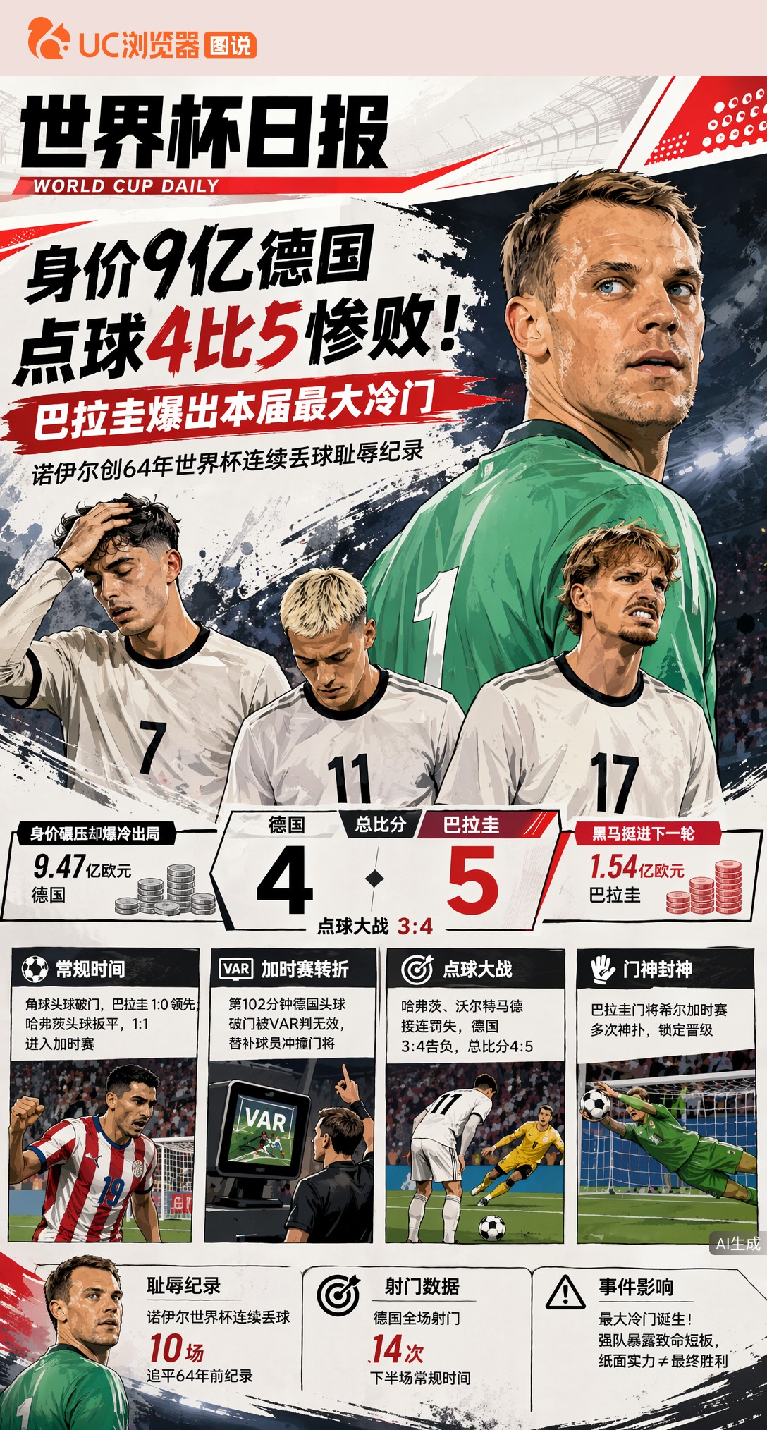 身价9亿德国点球4比5惨败！巴拉圭爆出本届最大冷门