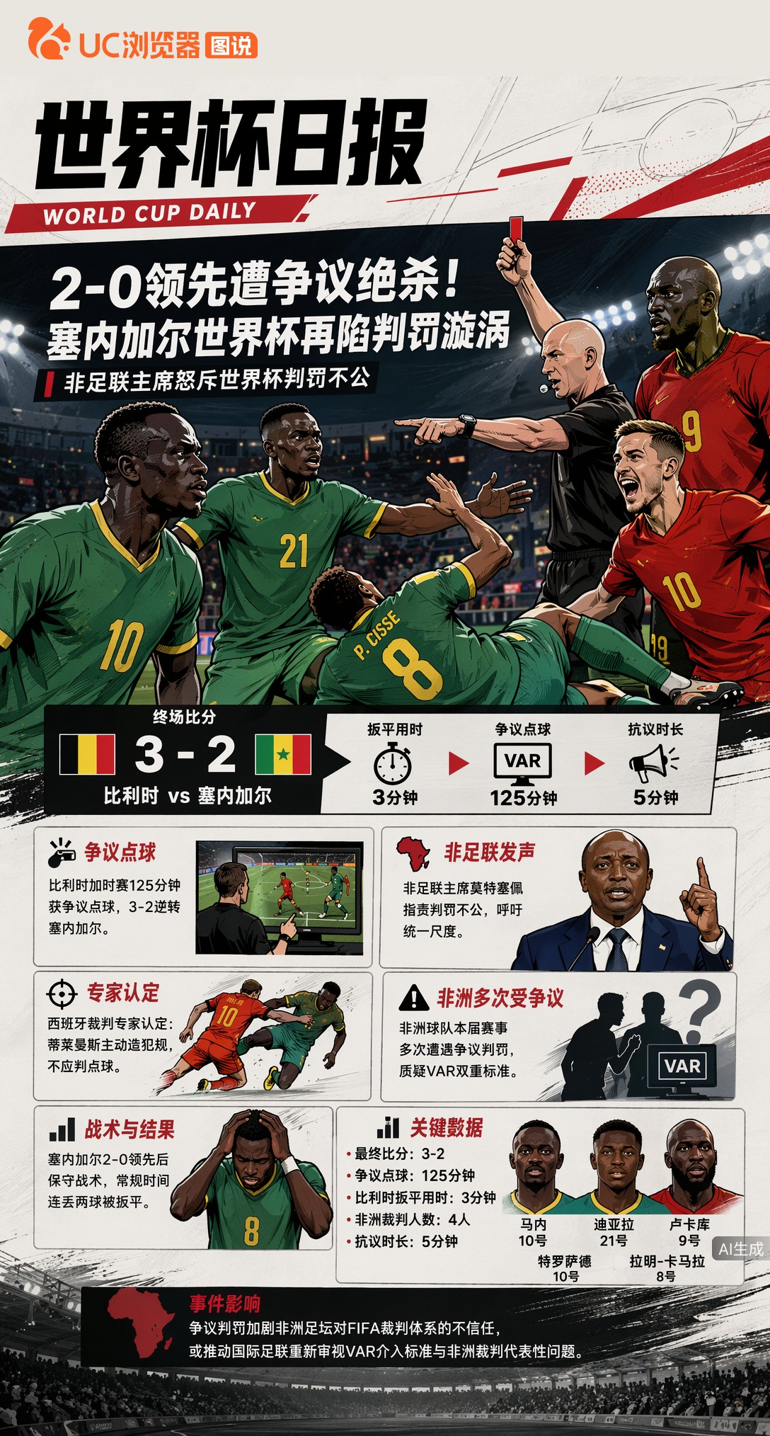 2-0领先遭争议绝杀！塞内加尔世界杯再陷判罚漩涡