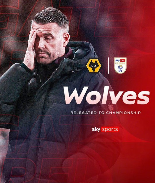 狼队提前5轮降级了。其实这几个月他们还是挺有竞争力的，就是上半赛季成绩太差头19