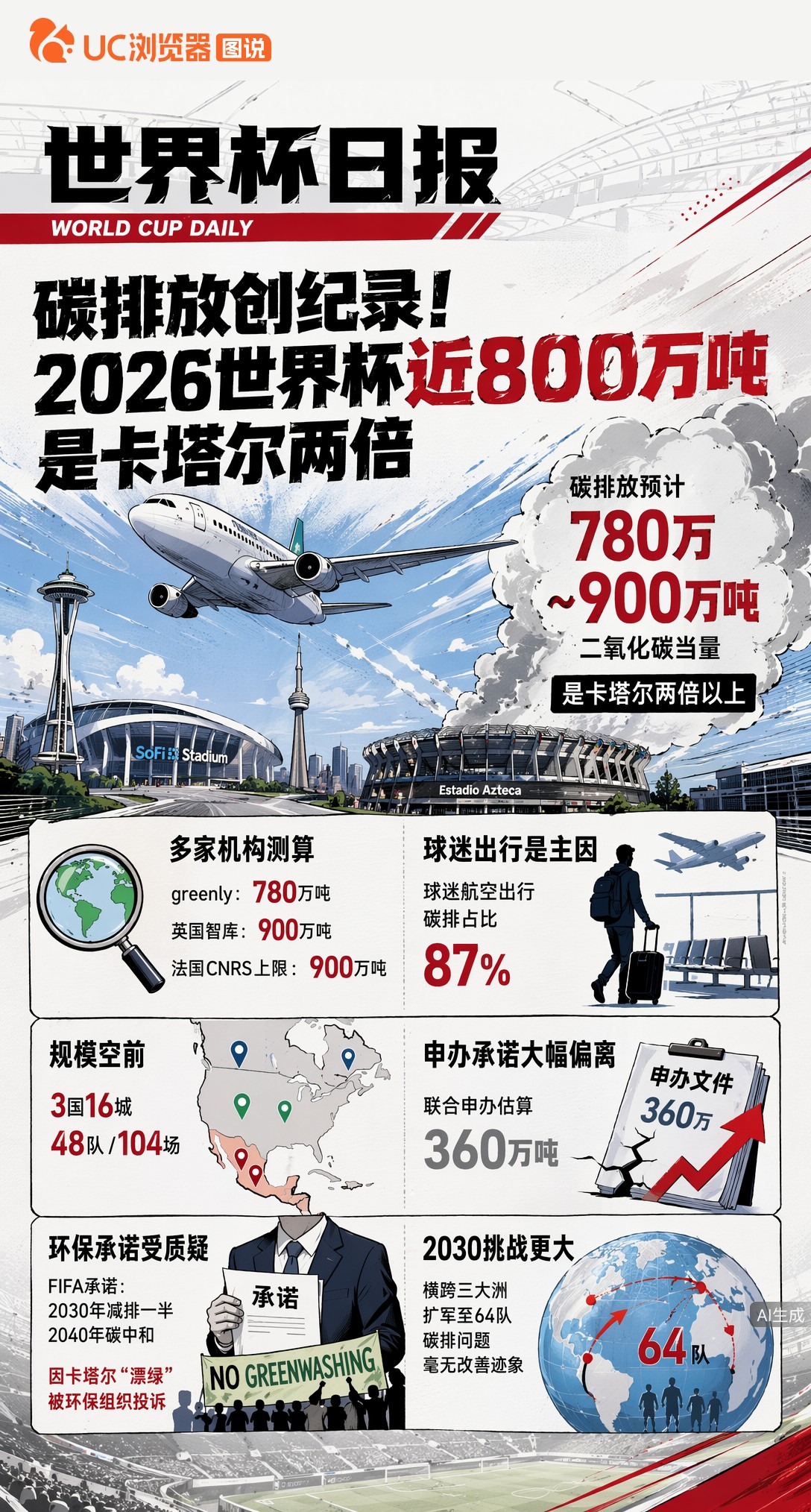 碳排放创纪录！2026世界杯近800万吨，是卡塔尔两倍