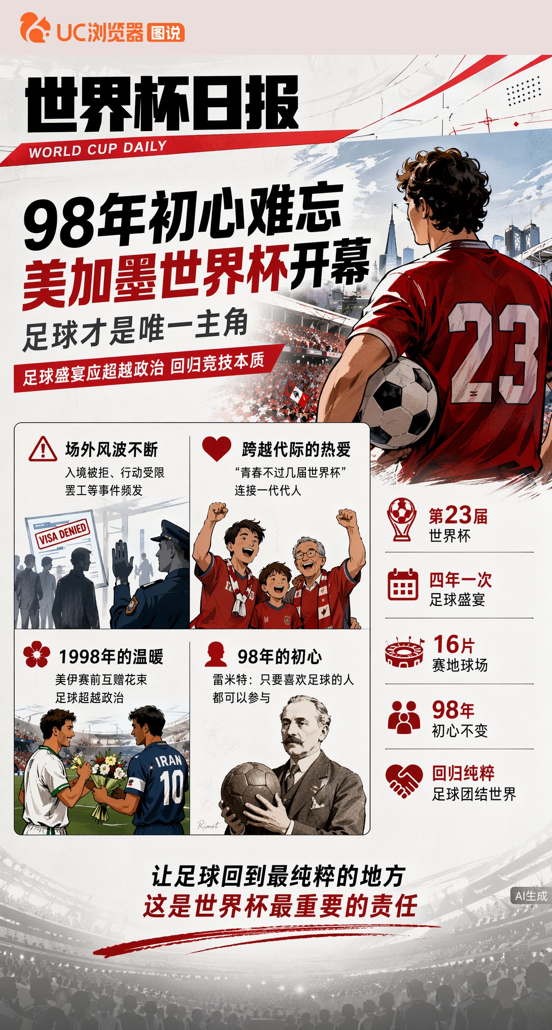 98年初心难忘，美加墨世界杯开幕：足球才是唯一主角