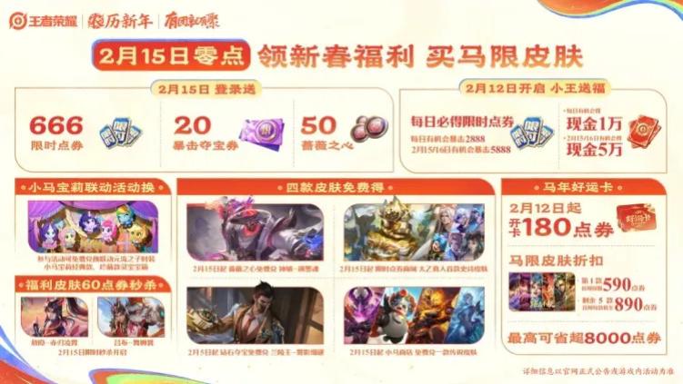 王者荣耀春节皮肤福利正式官宣！2月5日起，共15 款新皮 5 款不要钱（钟馗、兰陵王、敖隐、吕布等）