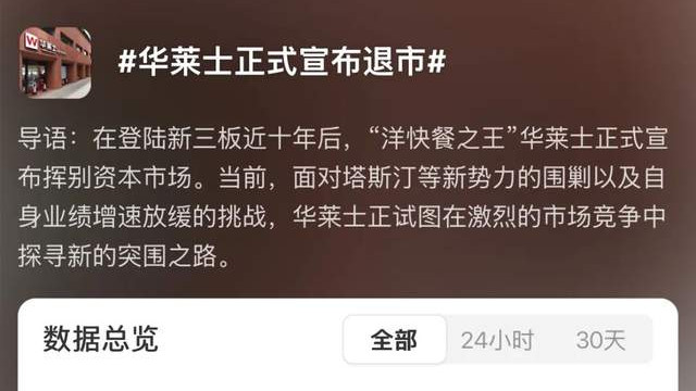 华莱士紧急退市，一切都结束了