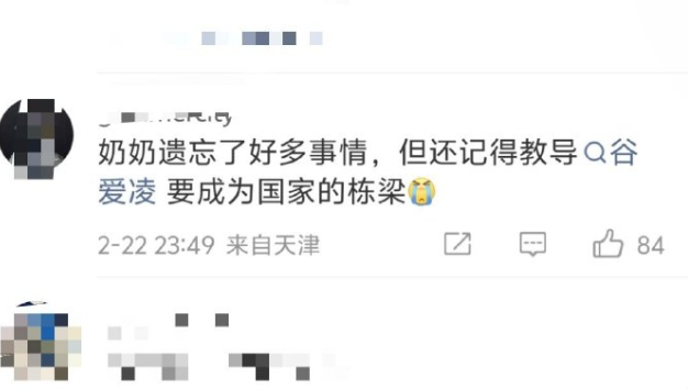 节哀顺变……这条评论瞬间破防谷爱凌在赛场上的每一次突破，都是对奶奶“做国家栋梁”