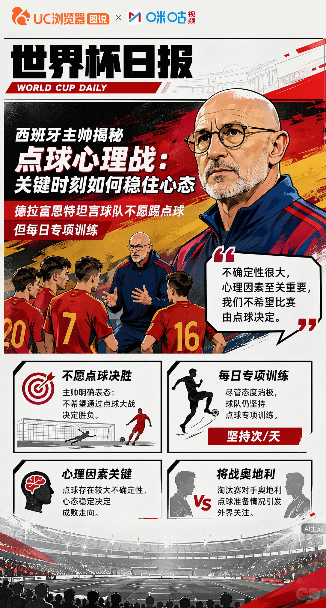 西班牙主帅揭秘点球心理战：关键时刻如何稳住心态