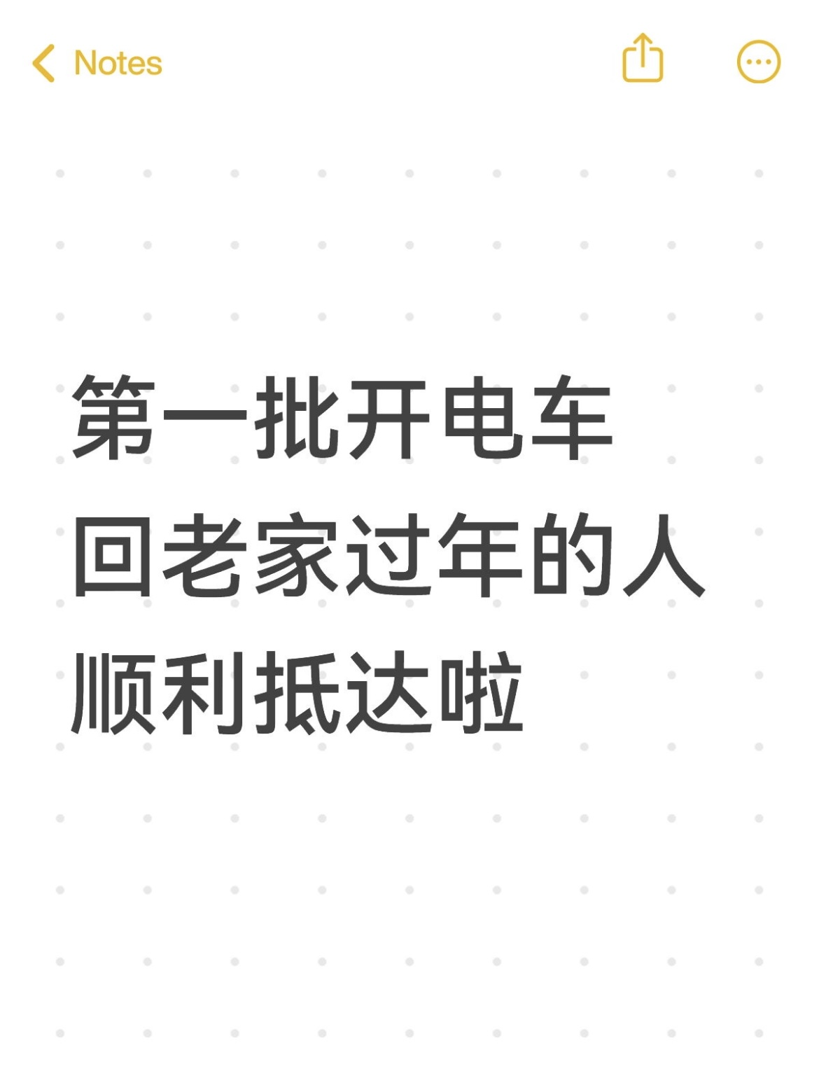 第一批开电车回老家过年的人顺利抵达啦