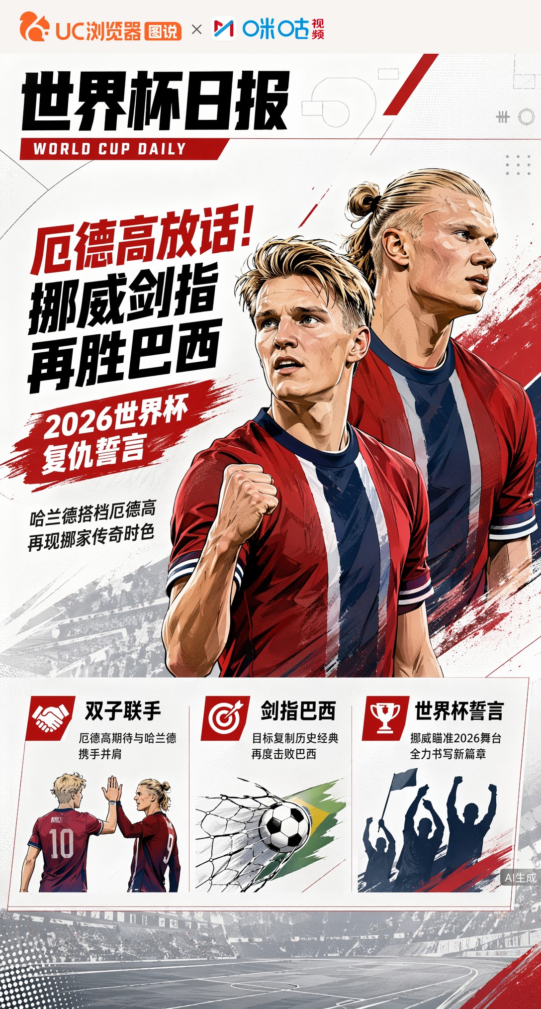 厄德高放话！挪威剑指再胜巴西，2026世界杯复仇誓言