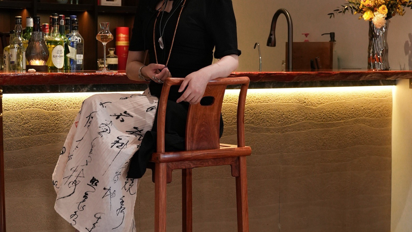 中西合璧，缅甸花梨木，吧台椅