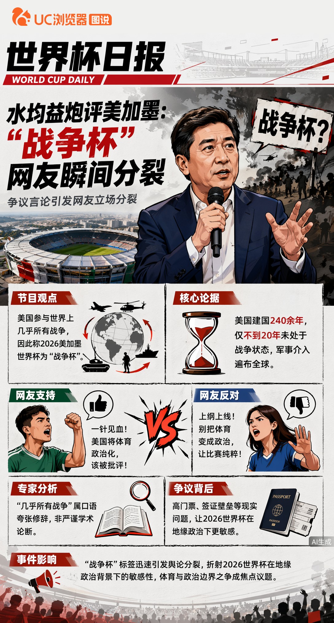 水均益炮评2026美加墨：美国举办"战争杯"，网友瞬间分裂