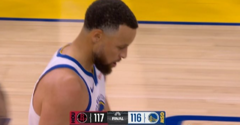 库里顶着绝杀球没有投进，116:117惜败火箭，已经足够完美，复出就好健康就好！