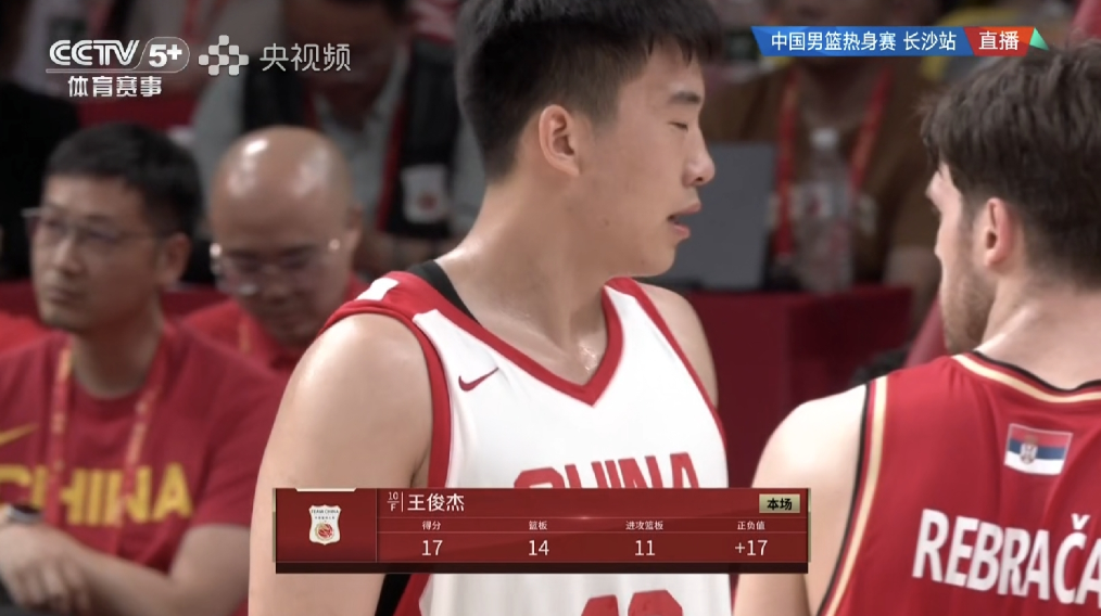 中国男篮赢塞尔维亚队，打得还不错！旧金山大学的两位球员分别拿到全场最高分和第二高