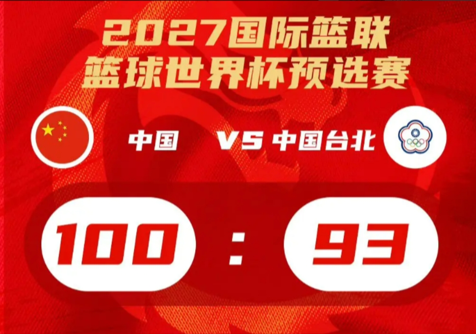 中国男篮100:93逆转中国台北豪取两连胜，差点出意外。

台湾省队还是有实力的