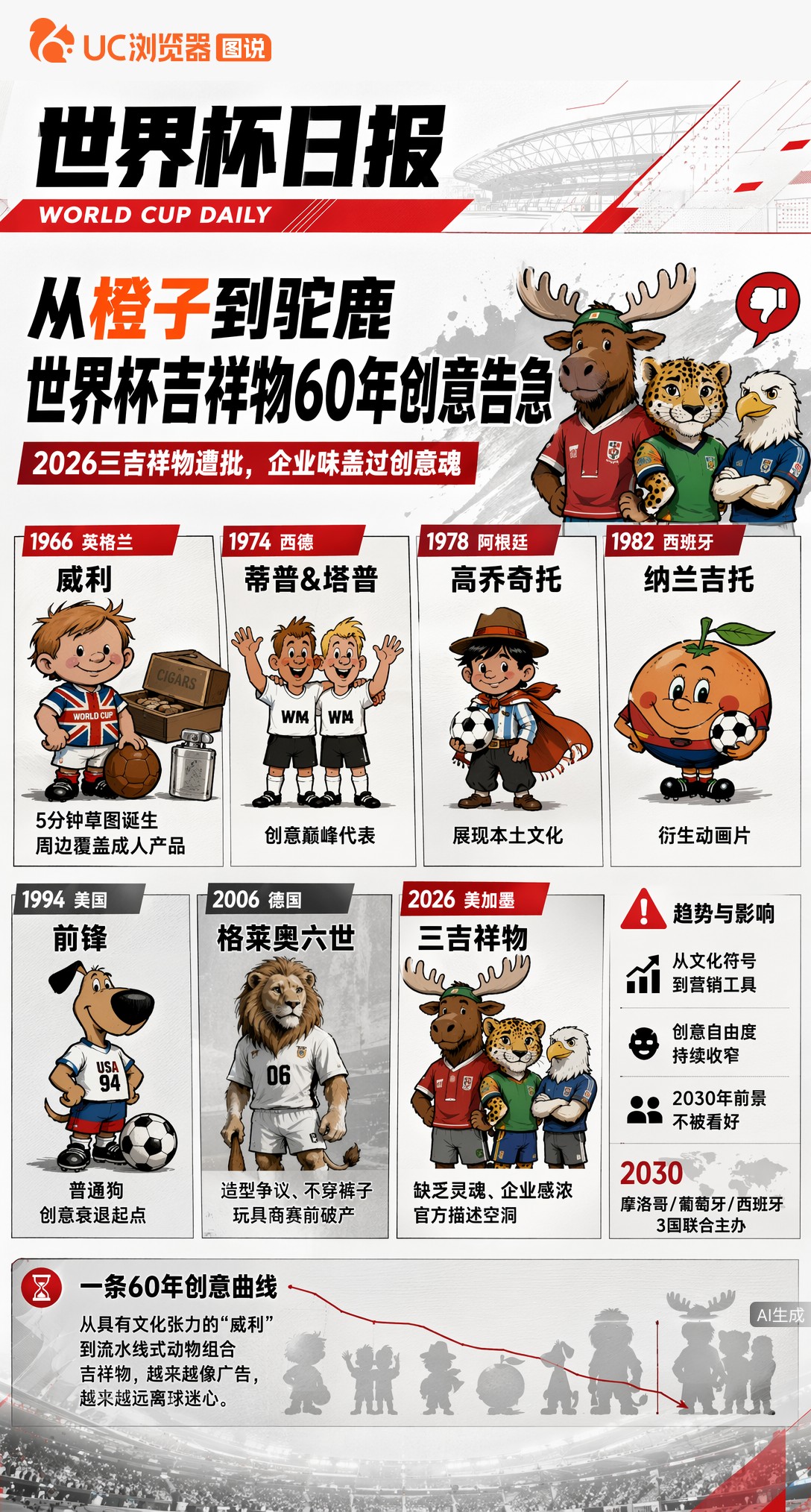 从橙子到驼鹿，世界杯吉祥物60年创意告急