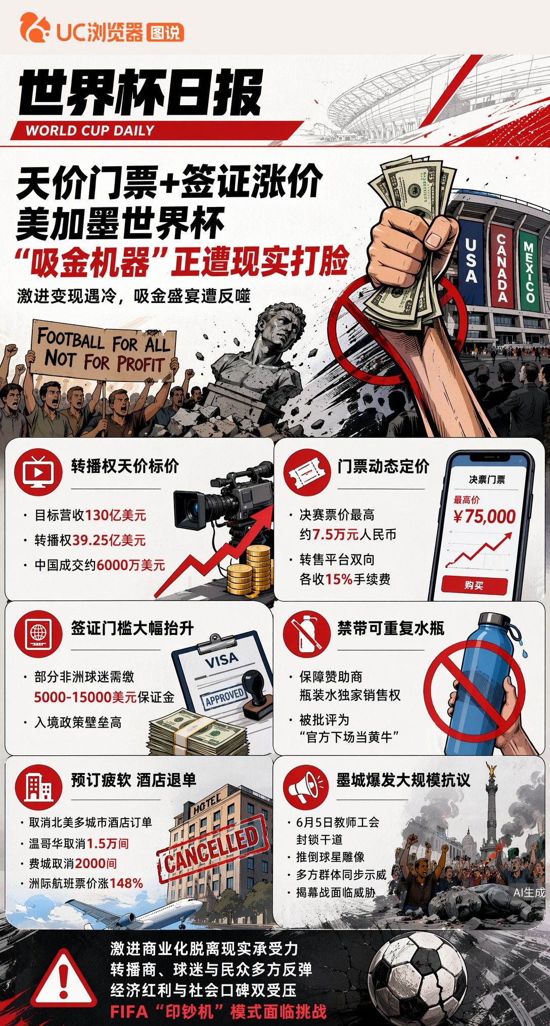 天价门票+签证涨价，美加墨世界杯"吸金机器"正遭现实打脸