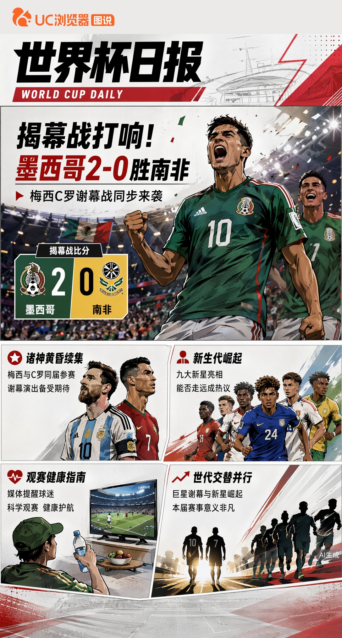 揭幕战打响！墨西哥2-0胜南非，梅西C罗谢幕战同步来袭