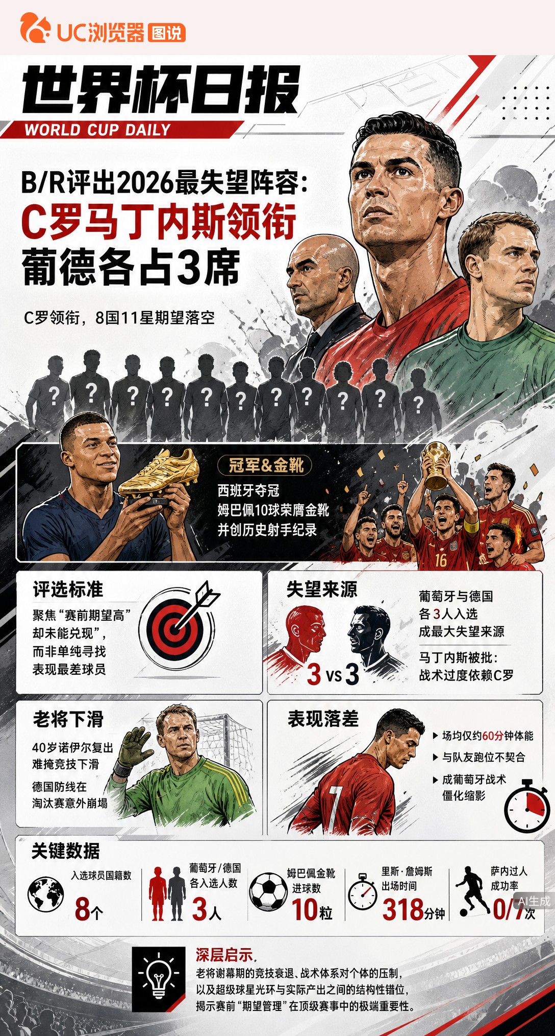 B/R评出2026最失望阵容：C罗马丁内斯领衔，葡德各占3席