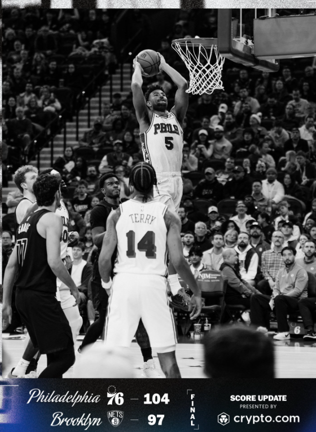 NBA常规赛76人主场迎战开拓者的比赛已经结束。全场战罢，76人以109-103