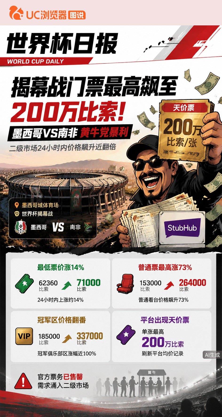 揭幕战门票最高飙至200万比索！墨西哥VS南非黄牛党暴利