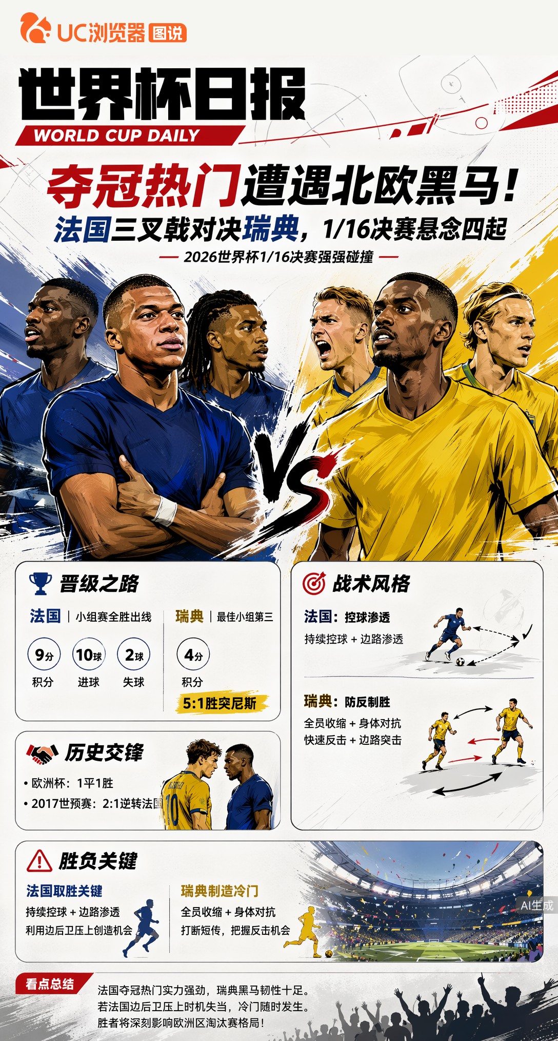夺冠热门遭遇北欧黑马！法国三叉戟对决瑞典，1/16决赛悬念四起