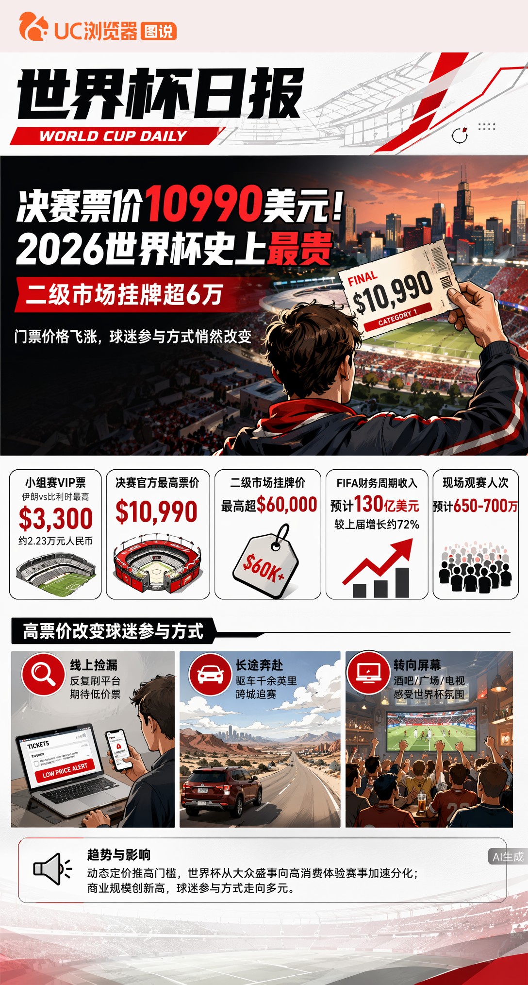 决赛票价10990美元！2026世界杯史上最贵，二级市场挂牌超6万
