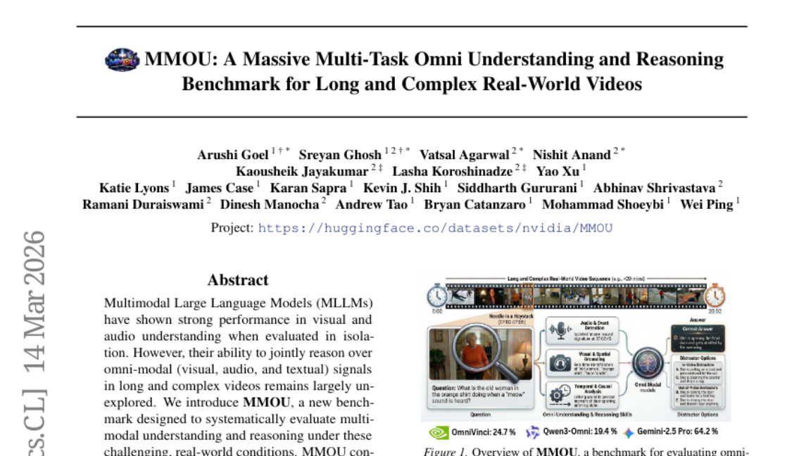 NVIDIA开发MMOU: 长视频多模态理解测试让AI"看懂听懂"成为新挑战