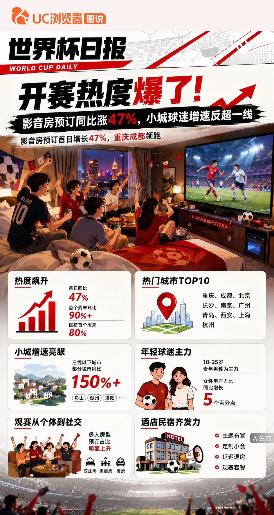 开赛热度爆了！影音房预订同比涨47%，小城球迷增速反超一线