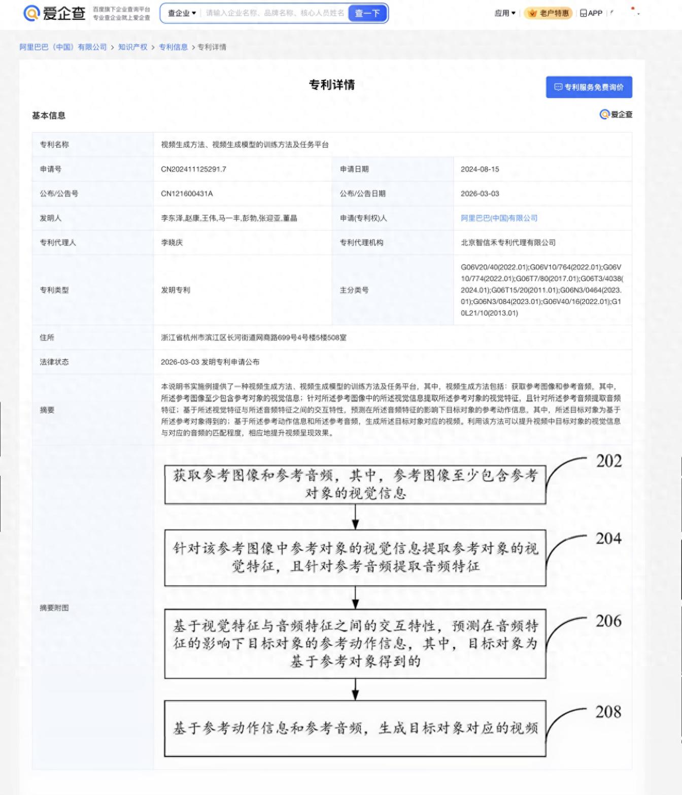 阿里巴巴视频生成模型的训练相关新专利公开