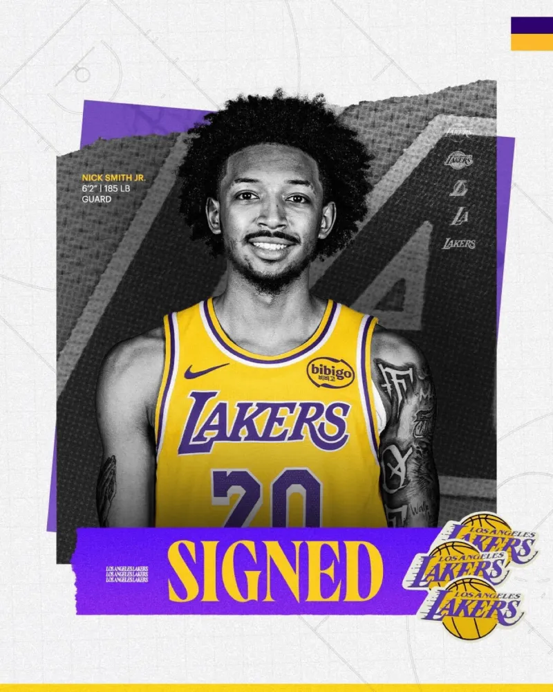 NBA常规赛，湖人将对阵爵士。

湖人官方更新社媒：“小尼克-史密斯正式加盟球队