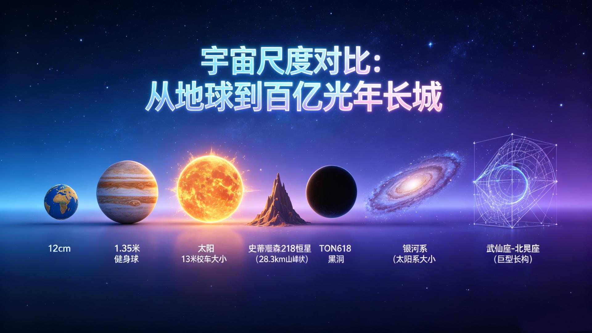 宇宙尺度对比，地球微如尘埃