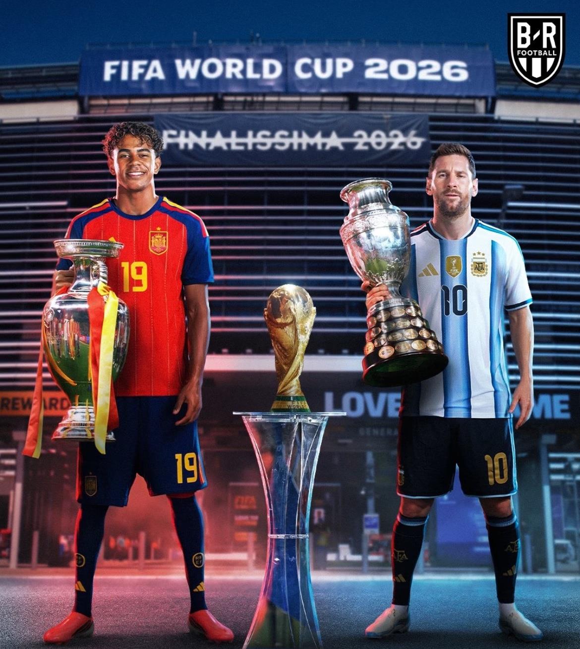 取消的欧美杯🇪🇸🇦🇷改期到世界杯决赛了
今天凌晨世界杯半决赛，阿根廷 2