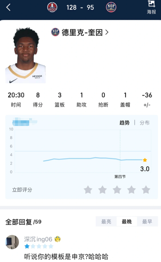 杨瀚森能和奎因一起比较了

现在奎因只能打打垃圾时间了，再也不能像赛季初那样每场