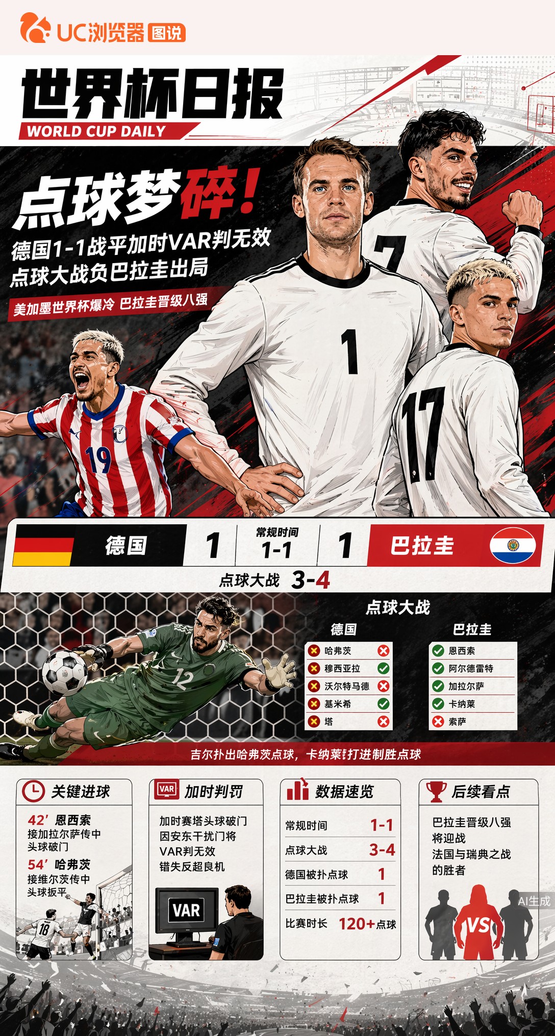 点球梦碎！德国1-1战平加时VAR判无效，点球大战负巴拉圭出局
